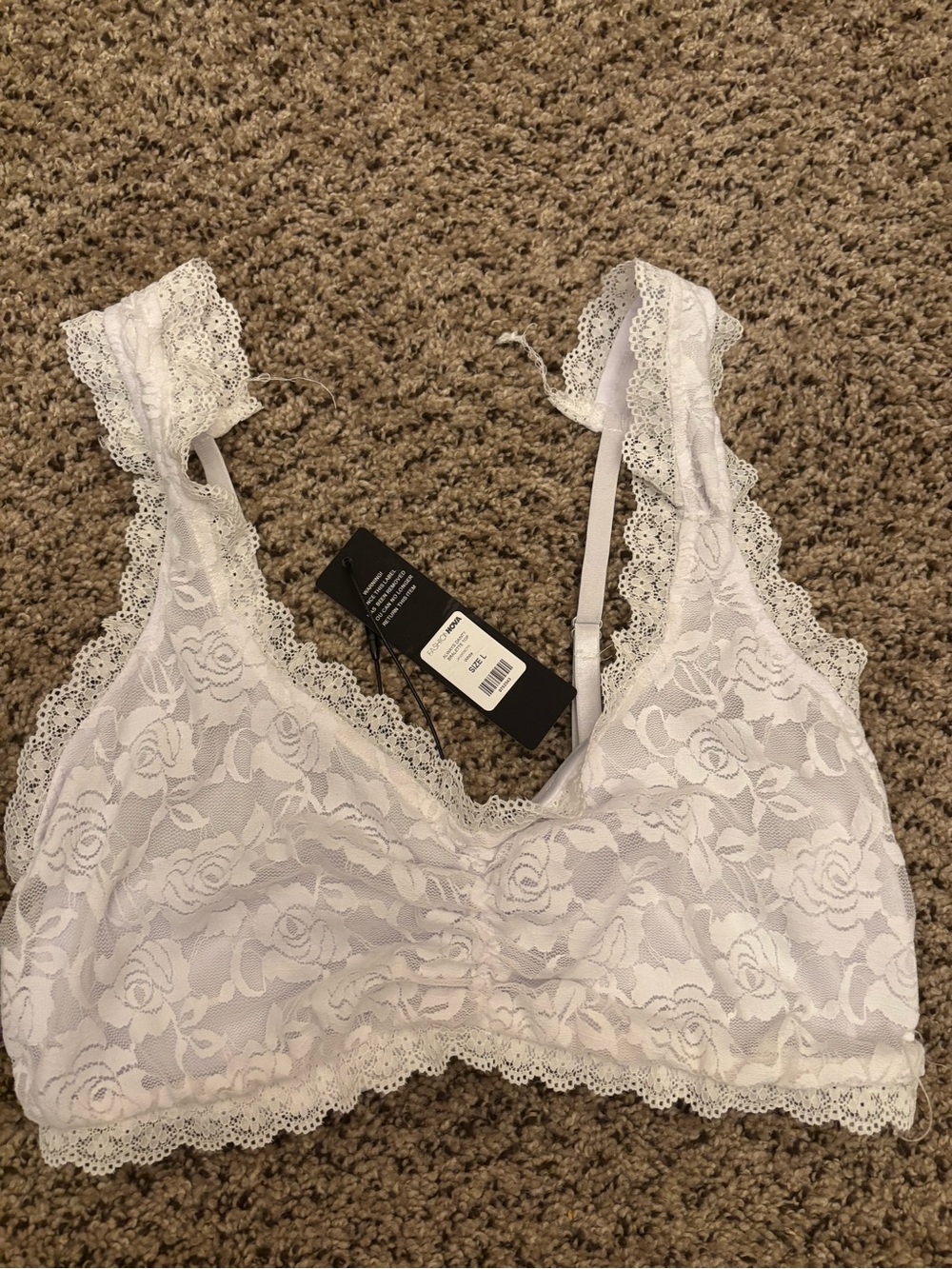 Fashion Nova White Floral Lace Bralette
